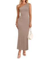 Vestido maxi ZESICA 2025, verão, um ombro, sem mangas, para mulheres Vestido maxi ZESICA 2025, verão, um ombro, sem mangas, para mulheres