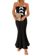 Vestido maxi ZESICA Summer Off Shoulder, sem mangas, preto