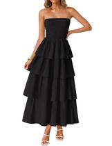 Vestido maxi ZESICA, verão 2025, sem alças, sem ombros, feminino Vestido maxi ZESICA, verão 2025, sem alças, sem ombros, feminino