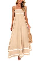 Vestido Maxic Beige de Verano PRETTYGARDEN 2025 XL
