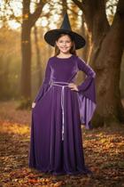 Vestido Medieval Bruxa clássica na cor roxa halloween acompanha chapeu Infantil Vestido Medieval Bruxa clássica na cor roxa halloween acompanha chapeu Infantil