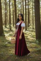 Vestido Medieval camponesa bordo com blusa ciganinha