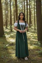 Vestido Medieval camponesa verde com blusa ciganinha