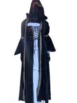 Vestido Medieval Com Capa Capuz Preto Vestido Medieval Com Capa Capuz Preto