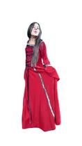 Vestido Medieval infantil luxuoso vermelho mangas longas