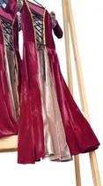 Vestido medieval infantil princesa mangas curtas luxo duas cores