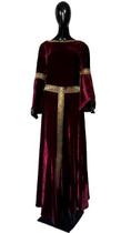 Vestido Medieval luxuoso fitas na cor bordo