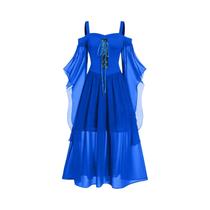 Vestido Medieval Plus Size para Halloween e Carnaval - Manga Borboleta e Ombro Frio