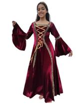 Vestido Medieval tradicional na cor bordo mangas longas Vestido Medieval tradicional na cor bordo mangas longas