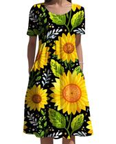 Vestido Medlor com estampa floral para mulheres no verão de 2025 com bolsos Vestido Medlor com estampa floral para mulheres no verão de 2025 com bolsos