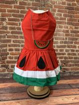 Vestido Melancia com Bolsinha para Cachorro e Gato