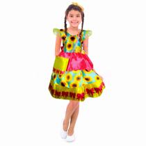 Vestido Menina Bebê Girassol Com Bolsa e Tiara Festa Junina Vestido Menina Bebê Girassol Com Bolsa e Tiara Festa Junina
