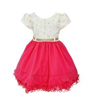 Vestido Menina Bonita Saia Pink Princesa Pérolas Aniversário Vestido Menina Bonita Saia Pink Princesa Pérolas Aniversário