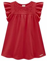 Vestido Menina Detalhe Bordado Em Algodão - Carinhoso Vermelho 4 Vestido Menina Detalhe Bordado Em Algodão - Carinhoso Vermelho 4