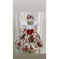 Vestido Menina Elegante Infantil Floral Verão Busto Branco