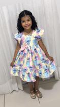 Vestido Menina Elegante Infantil Todo Sublimado Stitch