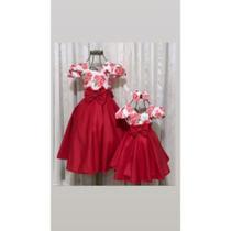 Vestido Menina Elegante Infantil Vermelho Primavera/VerãoRF02