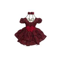 Vestido Menina Elegante Xadrez RF03 Babado Laço Vermelho
