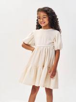 Vestido Menina em Moletinho Linho Off White Mundo Cinti