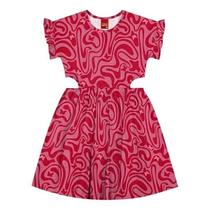 Vestido Menina Estampa de Ondas Kyly Cor:RosaTamanho:10 Vestido Menina Estampa de Ondas Kyly Cor:RosaTamanho:10