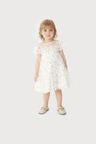 Vestido Menina Evasê Em Tule Floral Carinhoso Cor:Off WhiteTamanho:3