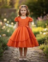 Vestido Menina Festa Glitter Perolas Elegante Com Babado