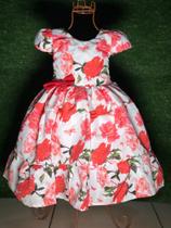 Vestido Menina Infantil Elegante Flor Lis Rosa Florido