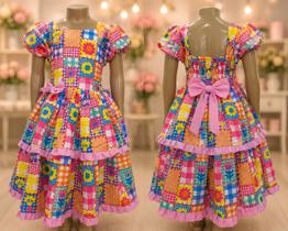 Vestido Menina Infantil Elegante Junina Arraia Girassol