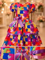 Vestido Menina Infantil Elegante Junina Corações 2 Barras