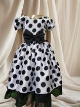 Vestido Menina Infantil Elegante Luxo Branco Anos 80 Bolinhas Pretas Vestido Menina Infantil Elegante Luxo Branco Anos 80 Bolinhas Pretas