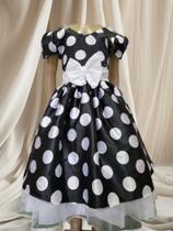 Vestido Menina Infantil Elegante Luxo Preto Anos 80 Bolinhas Brancas Vestido Menina Infantil Elegante Luxo Preto Anos 80 Bolinhas Brancas