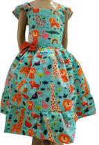 Vestido Menina Infantil Elegante Safari Verde Alegria