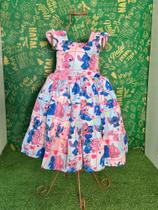 Vestido Menina Infantil Elegante Stitch Rosa RF2 Vestido Menina Infantil Elegante Stitch Rosa RF2
