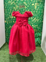 Vestido Menina Infantil Elegante Vermelho Liso Tule