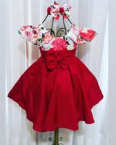 Vestido Menina Infantil Elegante Vermelho Verão/Primavera