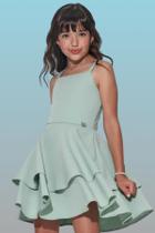 Vestido Menina Infantil em Alfaiataria Brunello com Detalhe de Logo Lilimoon