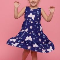 Vestido Menina Infantil Jardim Cavado Estampado Franzido Regata Verão - Criações Marimelo