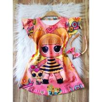 Vestido Menina Infantil Luna Boneca Lol + Arco de Cabelo