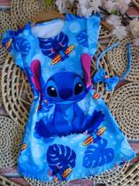 Vestido Menina Infantil Luna Temático Stitch Azul +Tiara RF02 Vestido Menina Infantil Luna Temático Stitch Azul +Tiara RF02