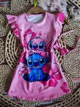 Vestido Menina Infantil Luna Temático Stitch Rosa +Tiara Vestido Menina Infantil Luna Temático Stitch Rosa +Tiara