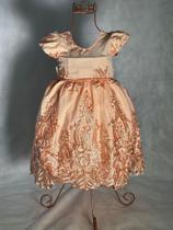 Vestido Menina Infantil Luxo Lilivia Renda Salmão