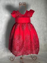 Vestido Menina Infantil Luxo Lilivia Renda Vermelho