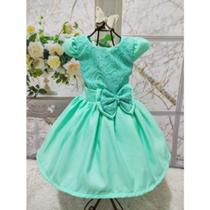 Vestido Menina Infantil Luxo Renda Laço Feito Verde Vestido Menina Infantil Luxo Renda Laço Feito Verde