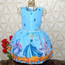 Vestido Menina Infantil Luxo Temático Cinderela RF02 Vestido Menina Infantil Luxo Temático Cinderela RF02