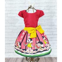 Vestido Menina Infantil Luxo Temático Laço Feito Magali Vermelho Vestido Menina Infantil Luxo Temático Laço Feito Magali Vermelho