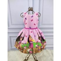 Vestido Menina Infantil Luxo Temático Macha Busto Sublimado