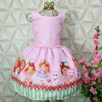 Vestido Menina Infantil Luxo Temático Moranguinho Baby Vestido Menina Infantil Luxo Temático Moranguinho Baby