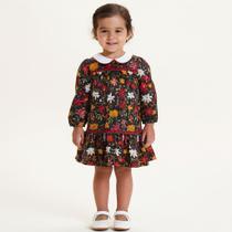 Vestido Menina Infantil Manga Longa Floral Festa Papilloo Vestido Menina Infantil Manga Longa Floral Festa Papilloo