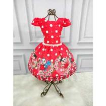 Vestido Menina Infantil Perola Temático Monica Vermelho