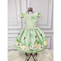 Vestido Menina Infantil Perola Temático Tiana a Princesa e o Sapo Vestido Menina Infantil Perola Temático Tiana a Princesa e o Sapo